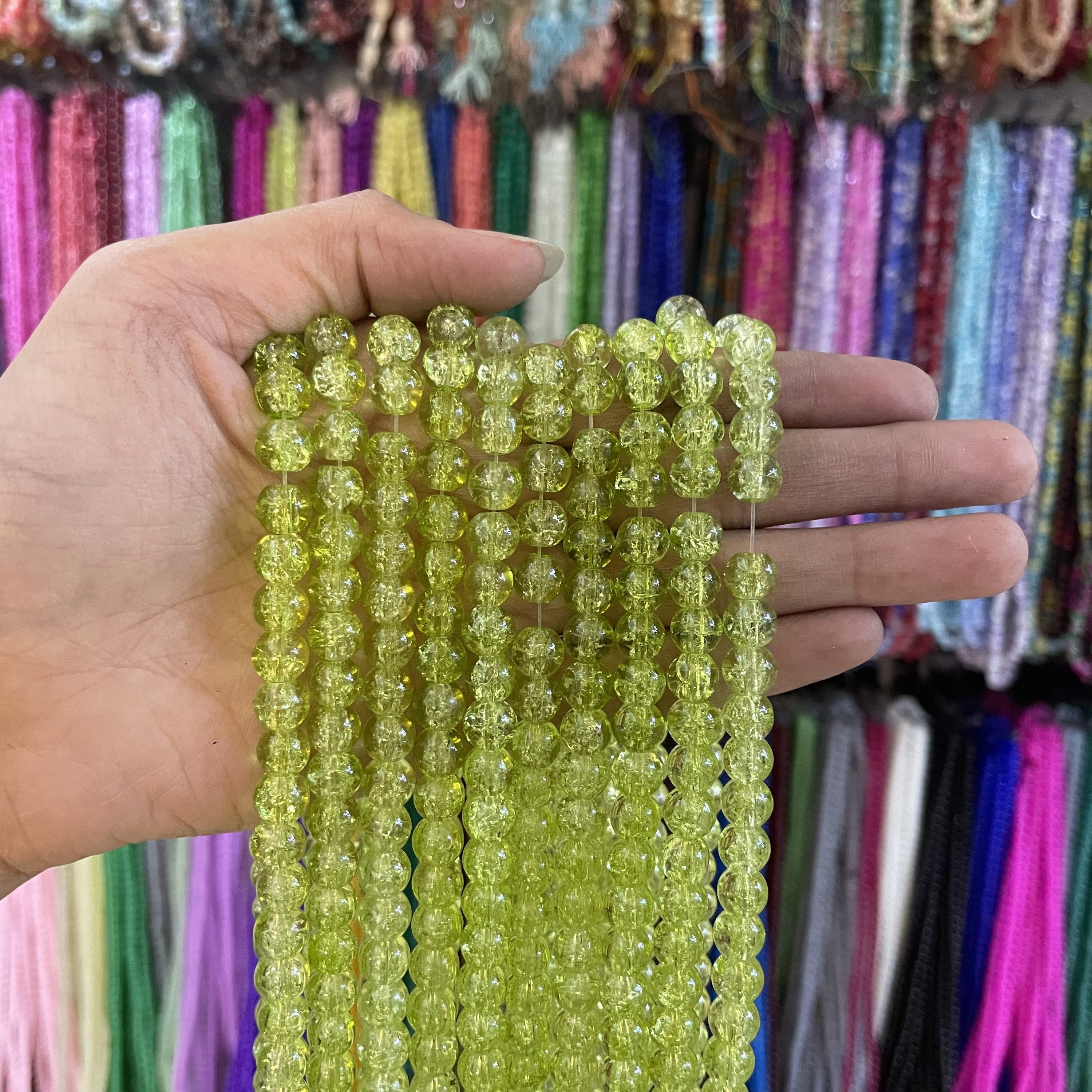 Leaf green crackle 1 line (8mm)